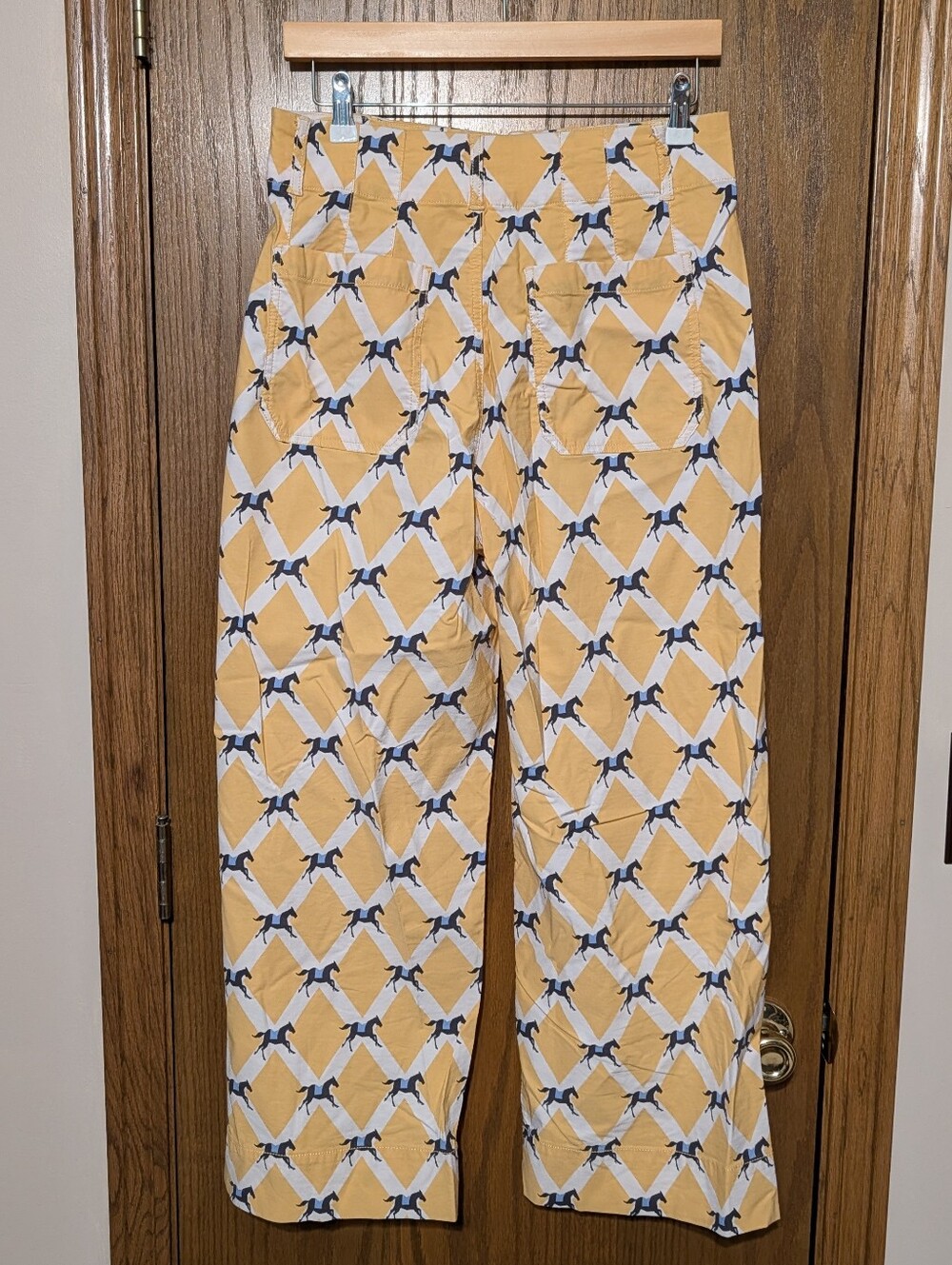 Maeve Anthropologie The Colette Crop Pants Yellow Horse Print 30 - Picture 5 of 5